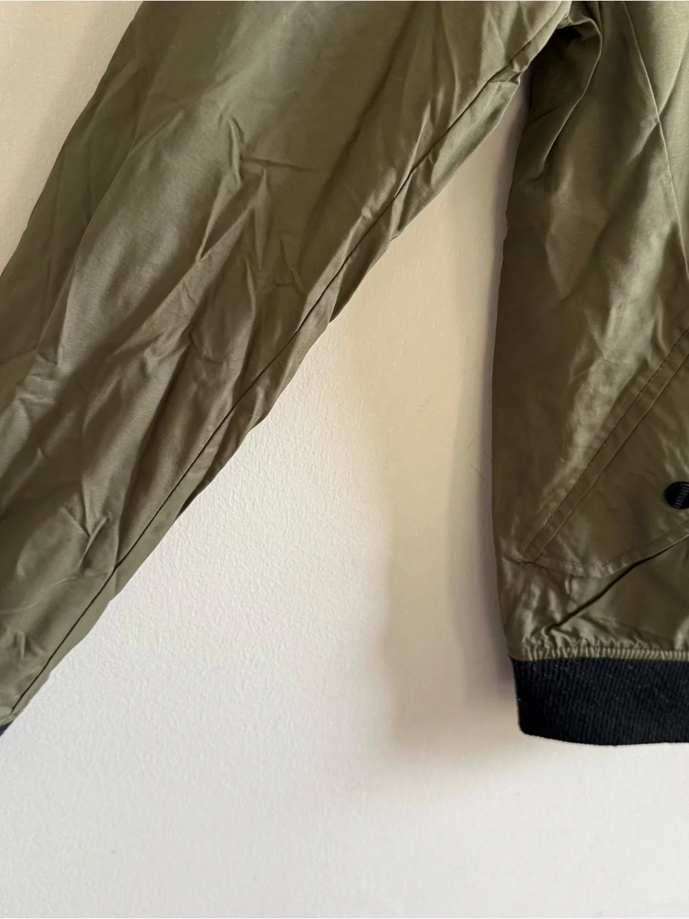 Olive Green Bomber Jacket Coat with Black Trim Men Size M